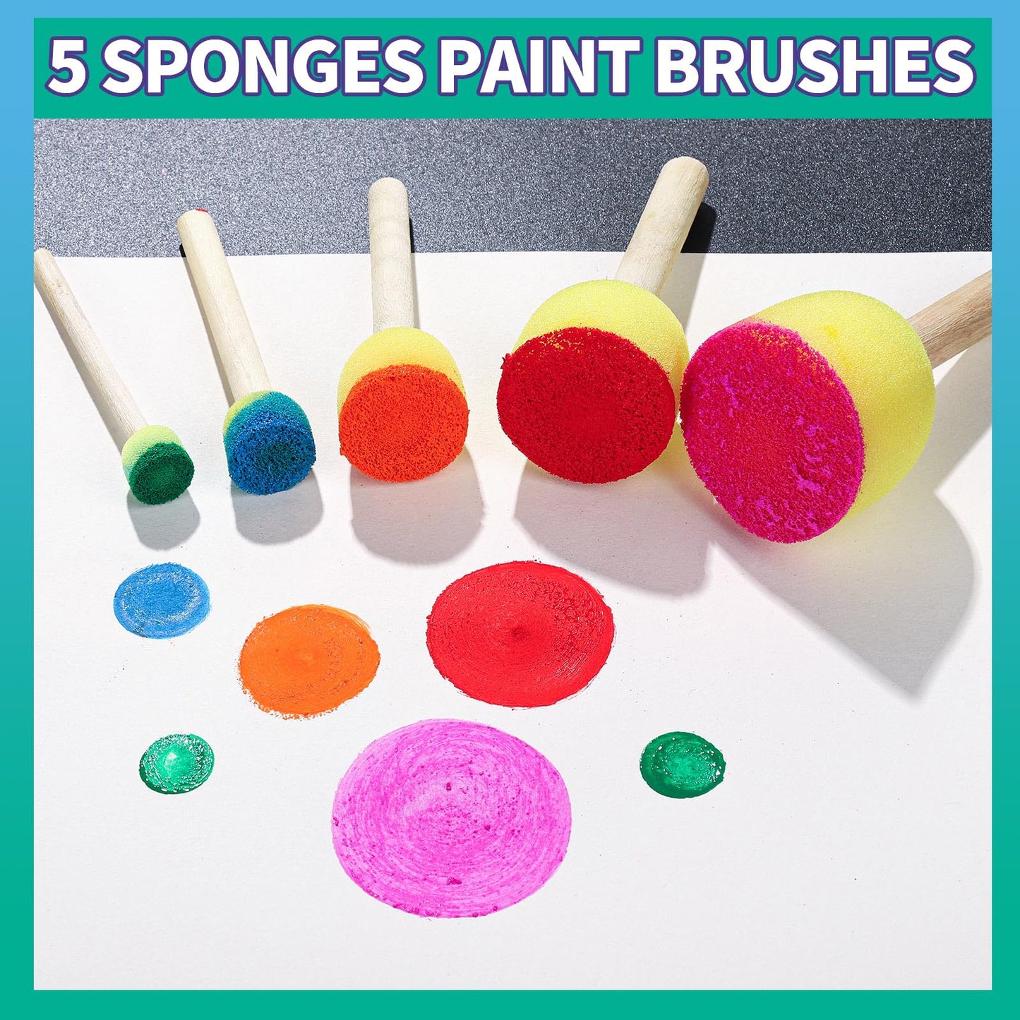 YGDZ Paint Sponges for Kids, 39pcs Early Learning Toddlers Sponge Paint Brushes Stamps Foam Art Craft Drawing Tools