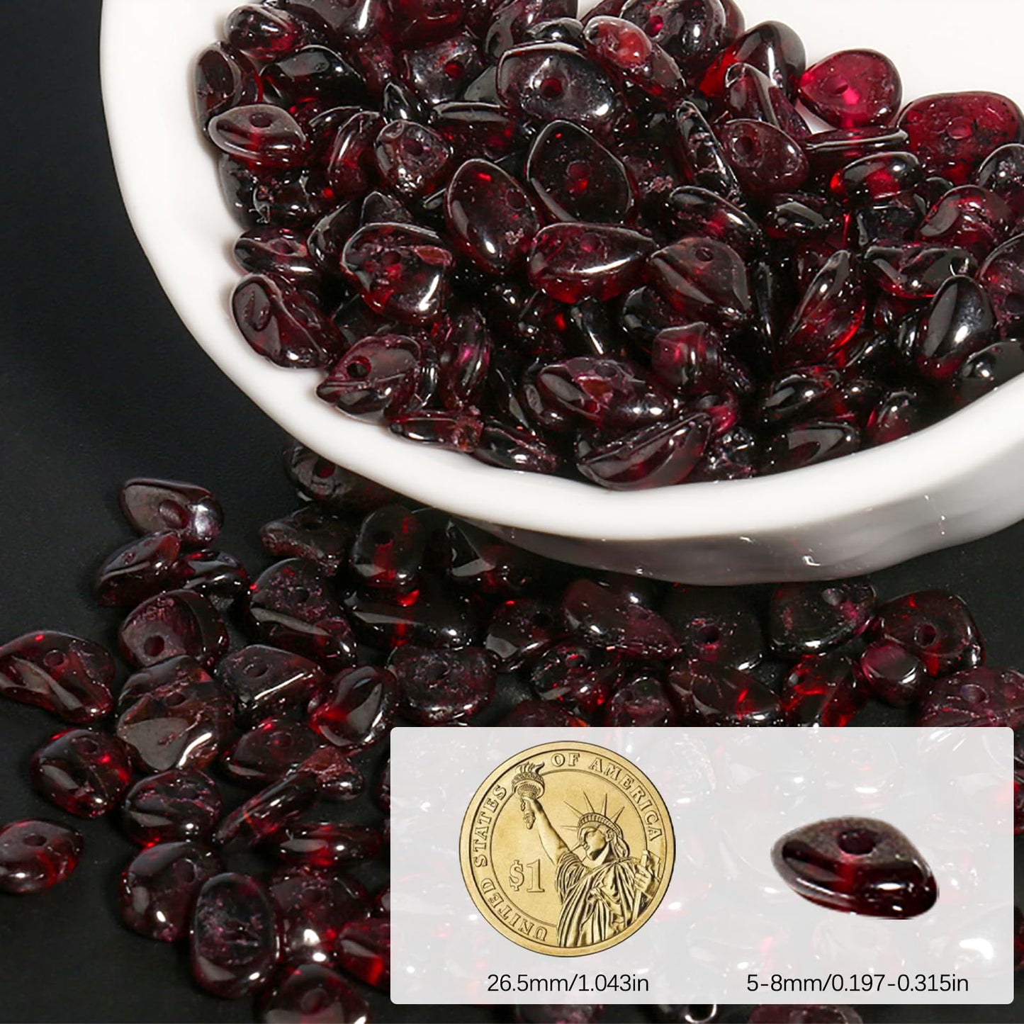 NITOPUPU 30in Garnet Natural Chip Stone Beads 5-8mm About 230pcs, Irregular Drilled Red Bead for Bracelets Jewelry Making Supplies for Adults, DIY Crafts.