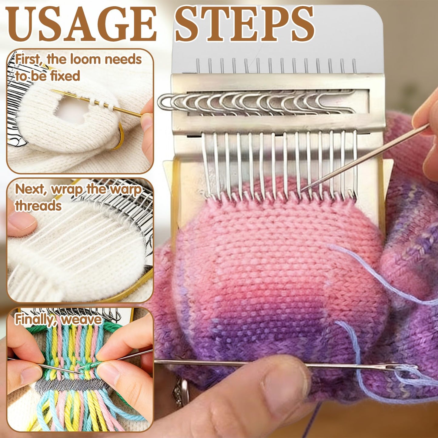 CYUXING Small Knitting Machine Set, Portable Mini Patch Maker Tool Kit Loom Hook Tool Supplies for Quickly Sewing Repair, Suitable for Clothing & Knitwear Can Be Used for DIY