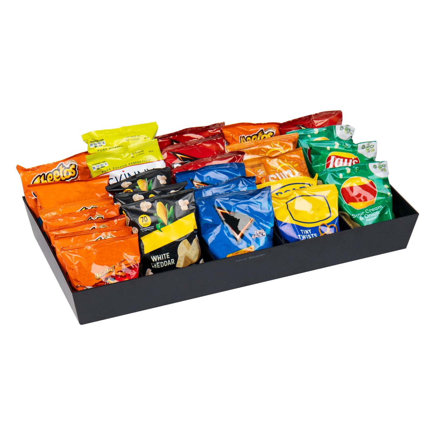 Mind Reader Snack Tray, Countertop Organizer, Snack Tray, Pantry, Breakroom, Kitchen, Black