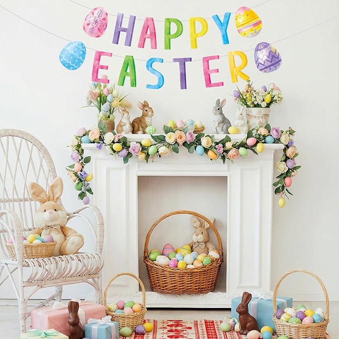 Watercolor Easter Egg Happy Easter Banner Kit