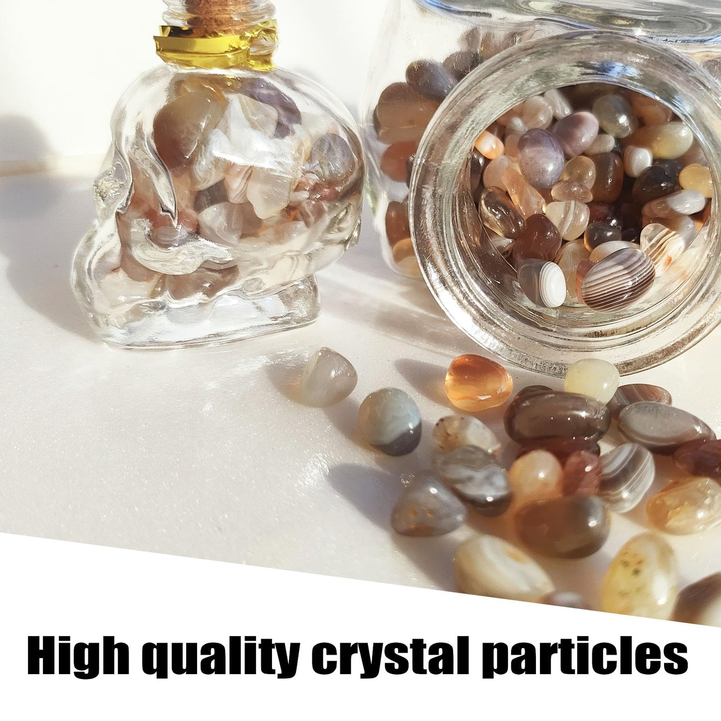 MINELEVEN 24Pcs Crystals and Healing MINI Stones with Skull Spell Jars-Crystal Chakra Stones Cute Glass Bottle-Healing Crystals