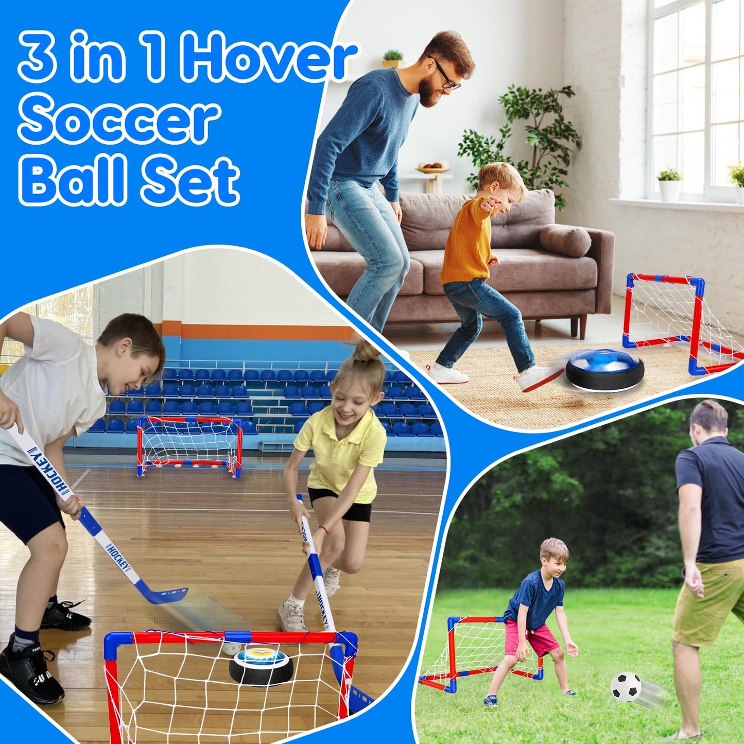 Hover Soccer Ball & Toddler Basketball Hoop