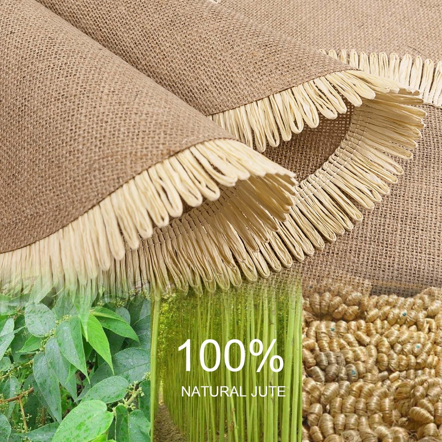 FunWheat 15 Inch Round Jute Placemats Set of 12, Braided Burlap Table Mats for Dining Table, Heat Resistant Farmhouse Woven Placemats for Fall Farmhouse Decor (Coarse-Edged Sunflower)