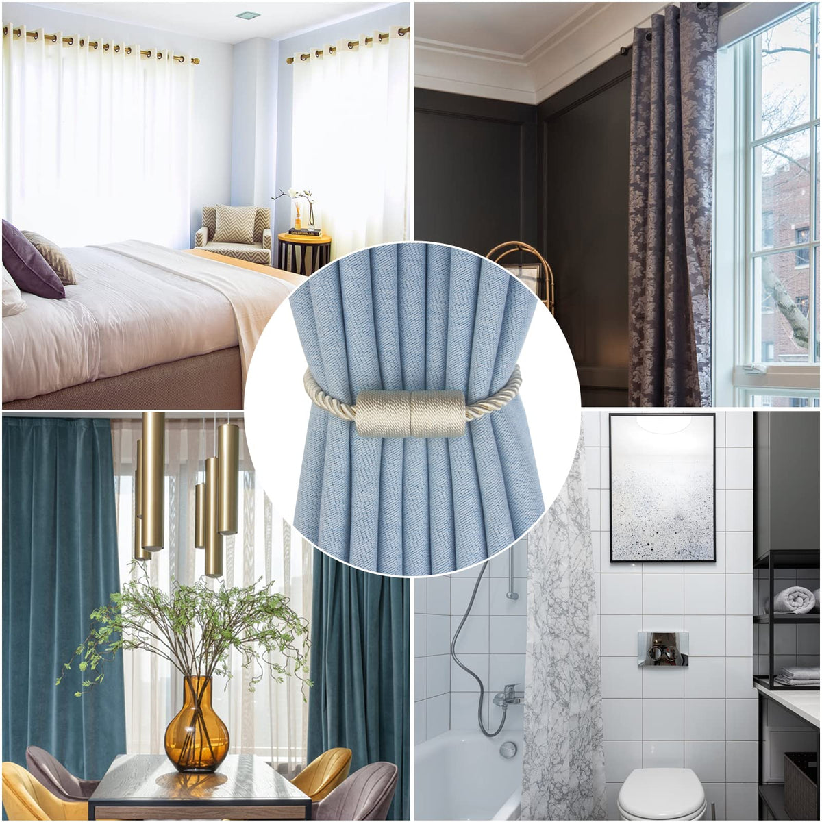 Magnetic Curtain Tiebacks Decorative Holdbacks Rope Tie Back Drapes Hangtty