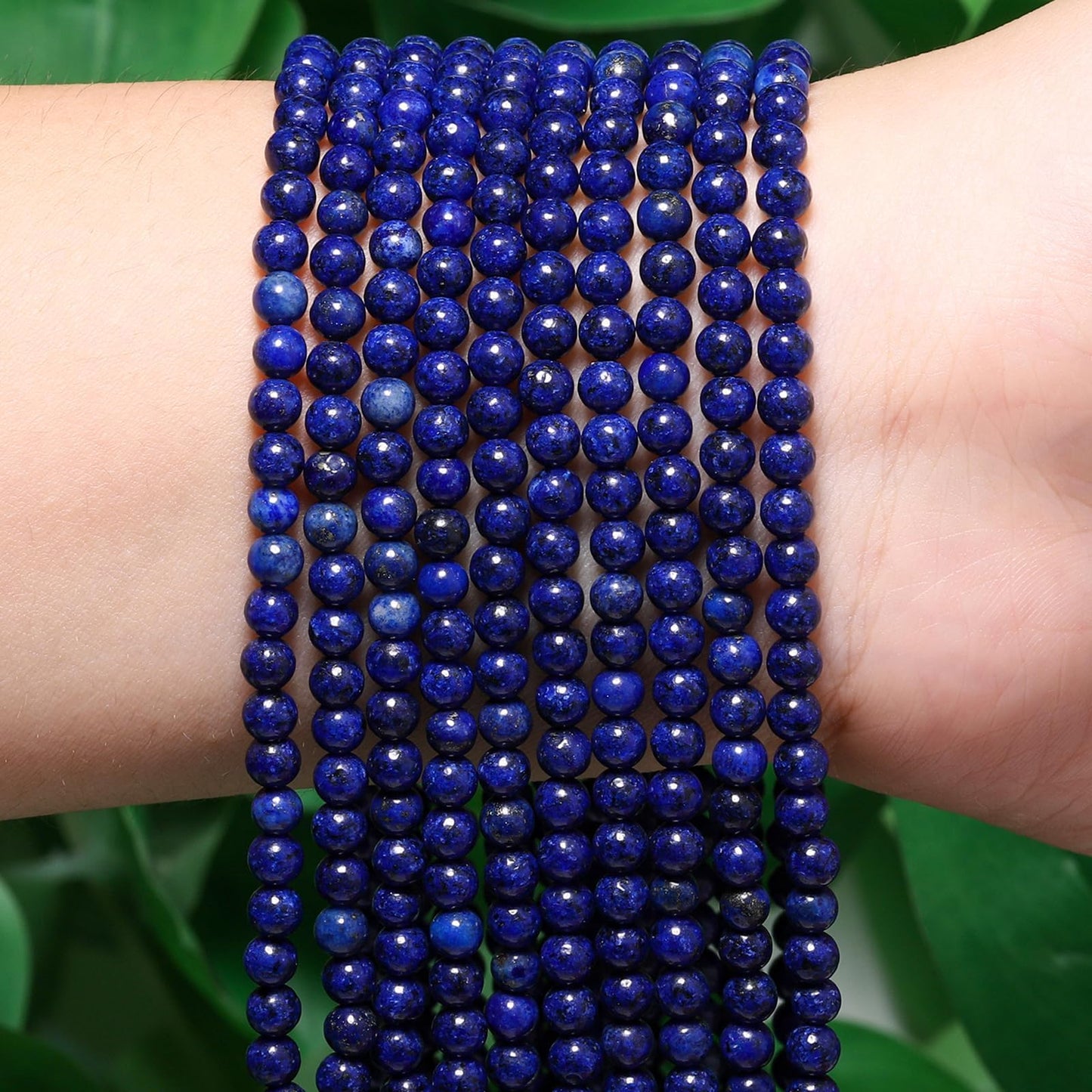 Songxi 90pcs 4mm Lapis Lazuli Natural Round Stone Beads for Jewelry Making, Smooth Loose Small Gemstone Beads for Bracelets Necklace, Chakra Stones with Energy Power