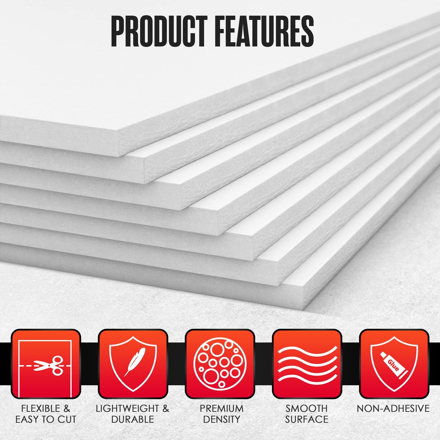 Houseables Foam Sheets for Crafts, EVA Foam, Thin EVA Craft Sheets, Foamy Paper Board, for Art, Cosplay, Costume, Crafting, Kids Project, Scrapbook, Padding, Plain, White, 6mm, 10 Pack, 9 x 12 Inch