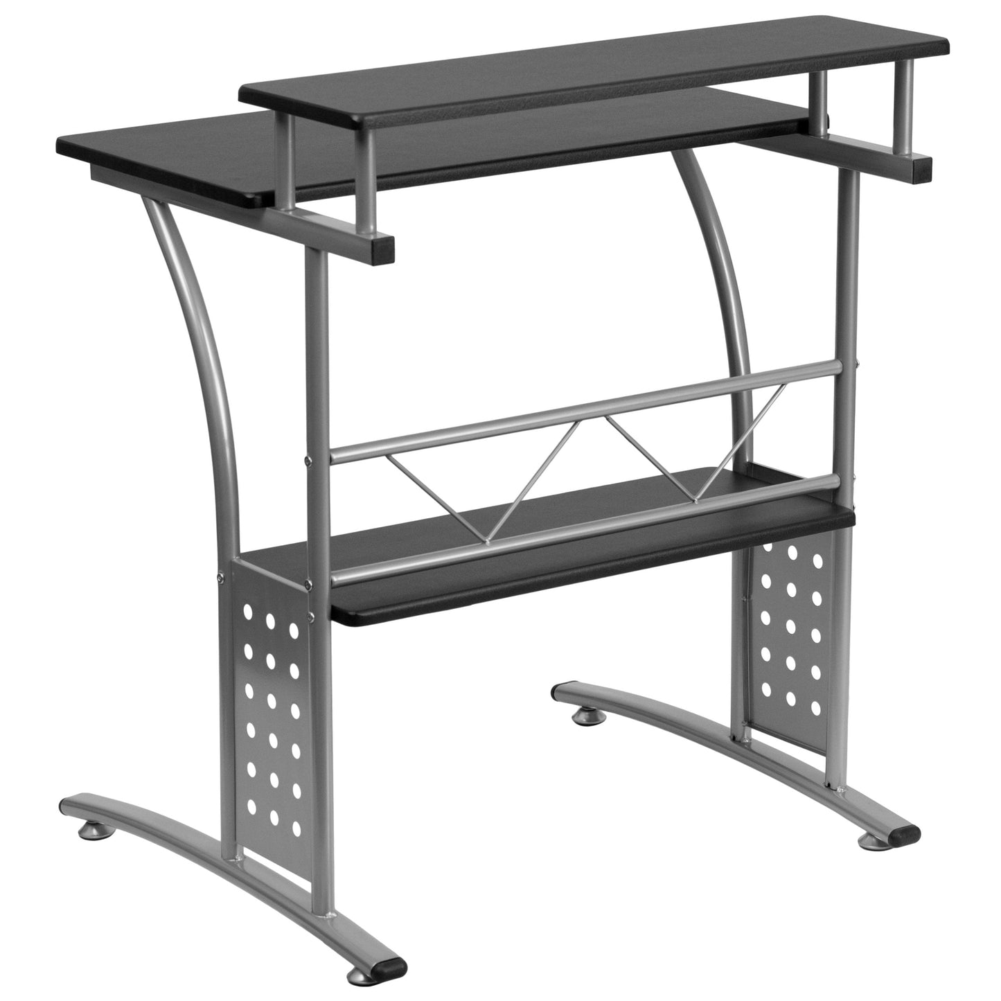 Flash Furniture Clifton Modern Office Computer Desk with Top and Bottom Storage Shelves, Small Computer Desk for Home Office, 28"W, Black