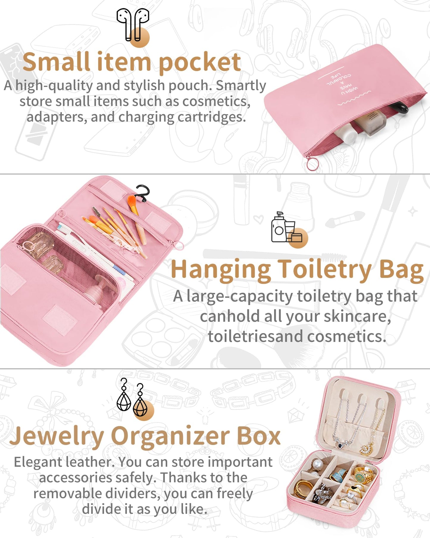 TRMFUSA Packing Cubes 11 Set, Suitcase Organizers, Luggage Organizer Bags, Packing Cubes for Travel, with Toiletry Bag, Travel Essentials,Pink