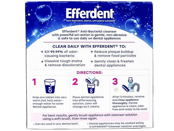 Efferdent Denture Cleanser Tablets, Complete Clean, Cleanser for Retainer and Dental Appliances, 44 Count, (Pack of 6)