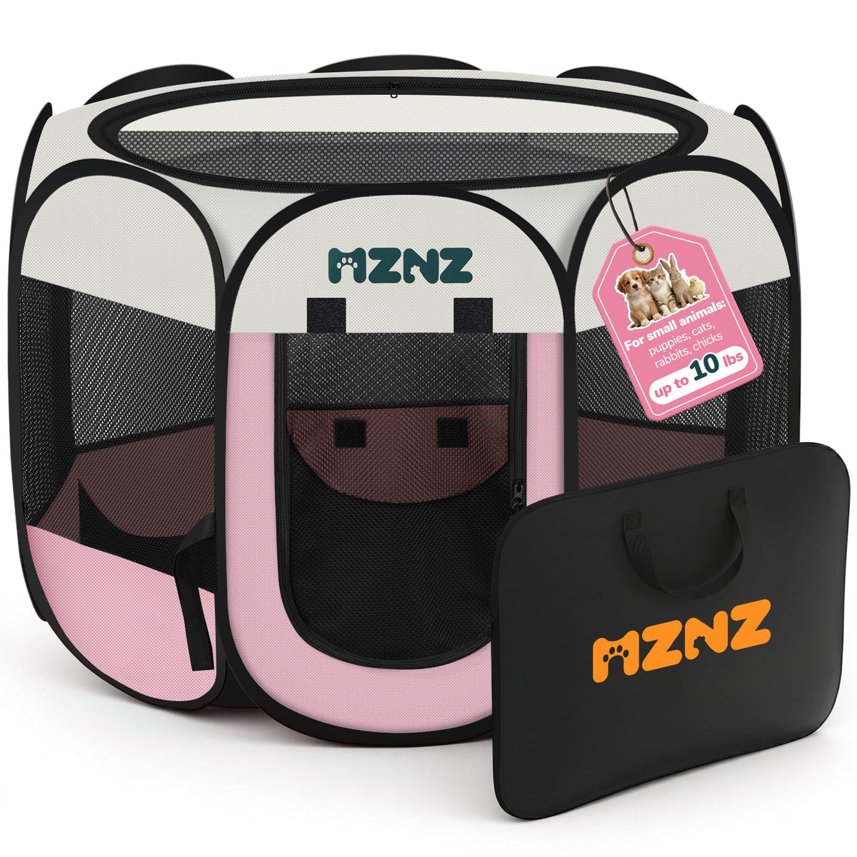 MZNZ Dog Cat Small Animal Puppy Playpen Crate, Small, Pink