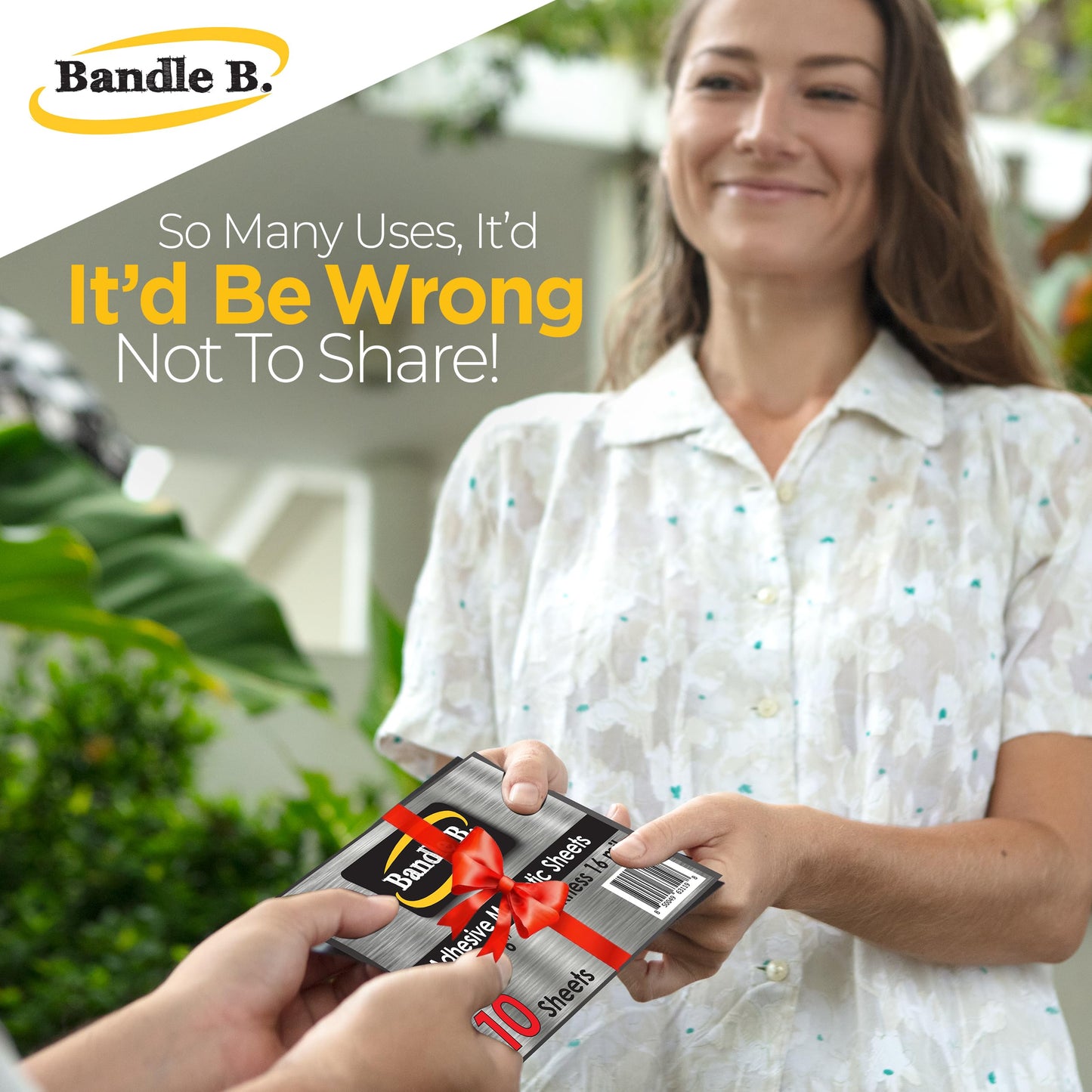 Bandle B. Magnetic Sheets, 8" x 10", Pack of 10. Flexible Magnetic Sheets with Adhesive Backing. Easy Picture Magnets. Thickness 16 mil.