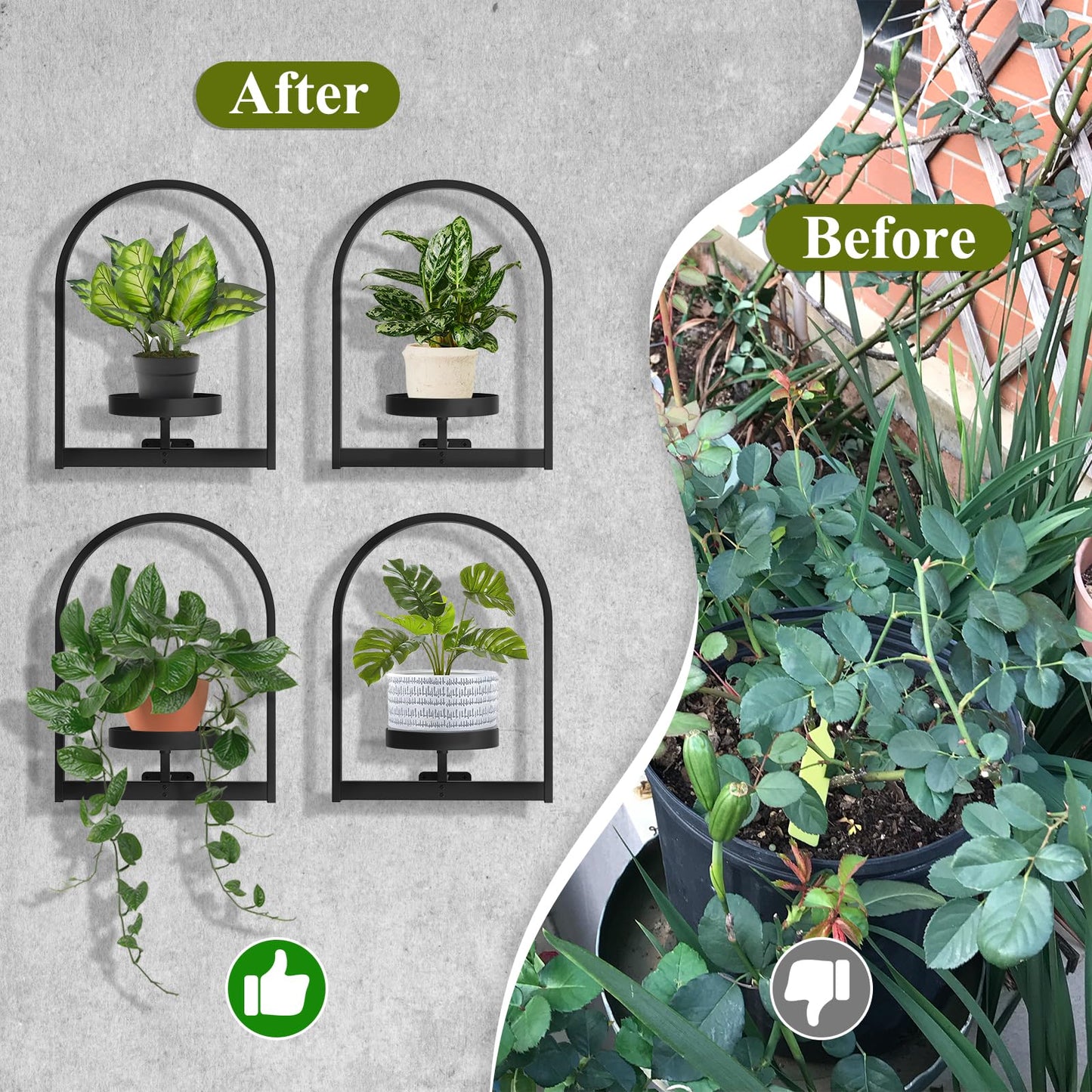 PEKGRIL 3 Pack Wall Plant Holders, Metal Window Planters Shelves, Indoor Plants Stands, Wall Decor Planter Hanging Shelf, Gifts for Plant Lovers