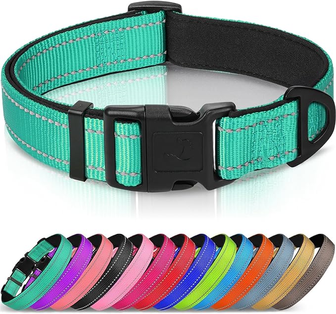 Joytale Reflective Dog Collar, Adjustable Neoprene Padded, Gray XL