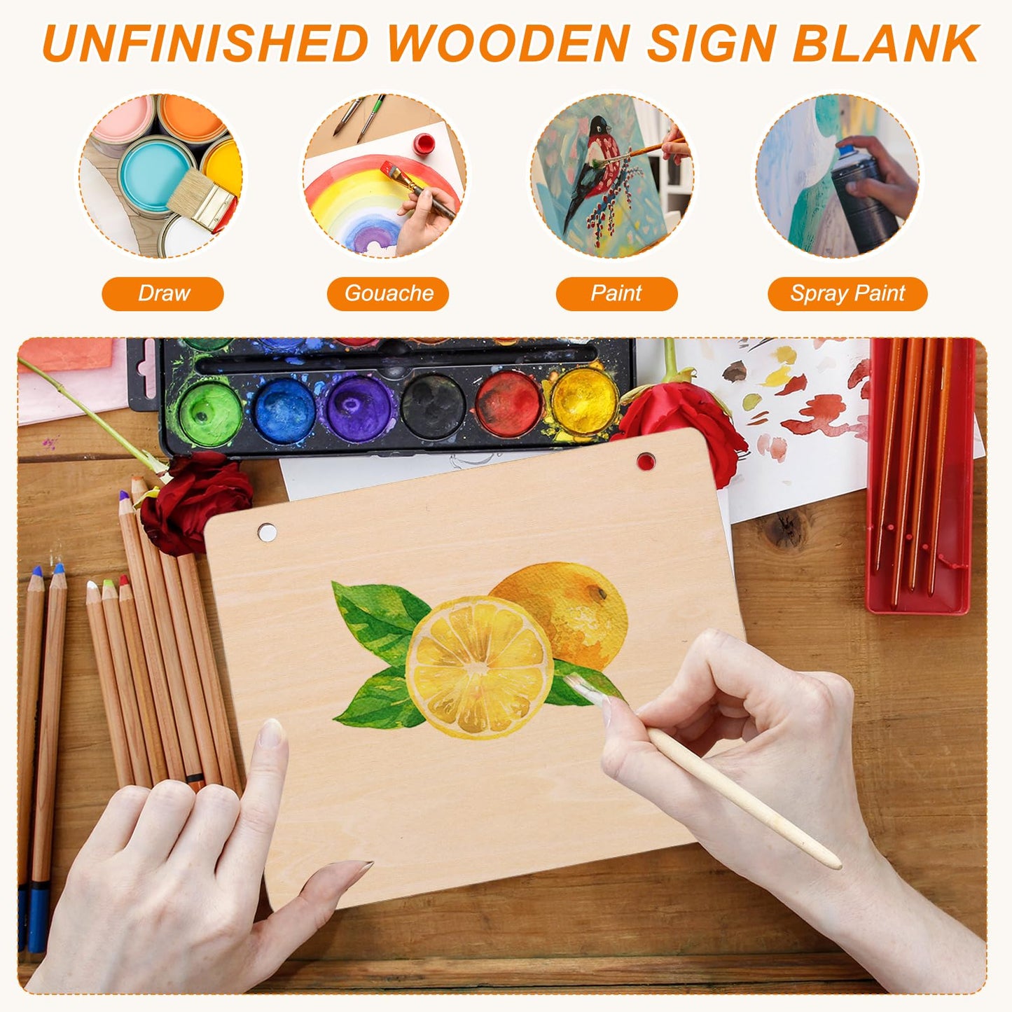 MECCANIXITY Unfinished Hanging Wood Sign Blank with Ropes 6"x5" Unfinished Wood Crafts Boards Wooden Plaques for Crafts DIY Painting Burning Carving Door Wall Decoration, Style 6, Pack of 12