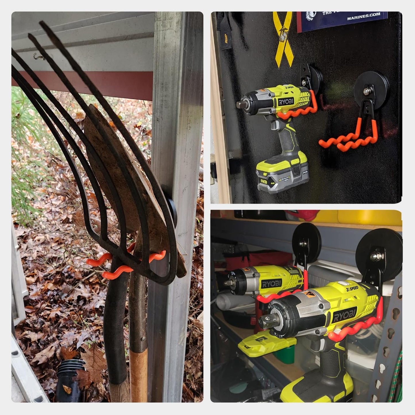 MUTUACTOR 2Packs Large Capability Heavy Duty Magnetic Hooks, Strong Magnet Hooks for Hanging Power Tools, Grill Utensils, Impact Drivers