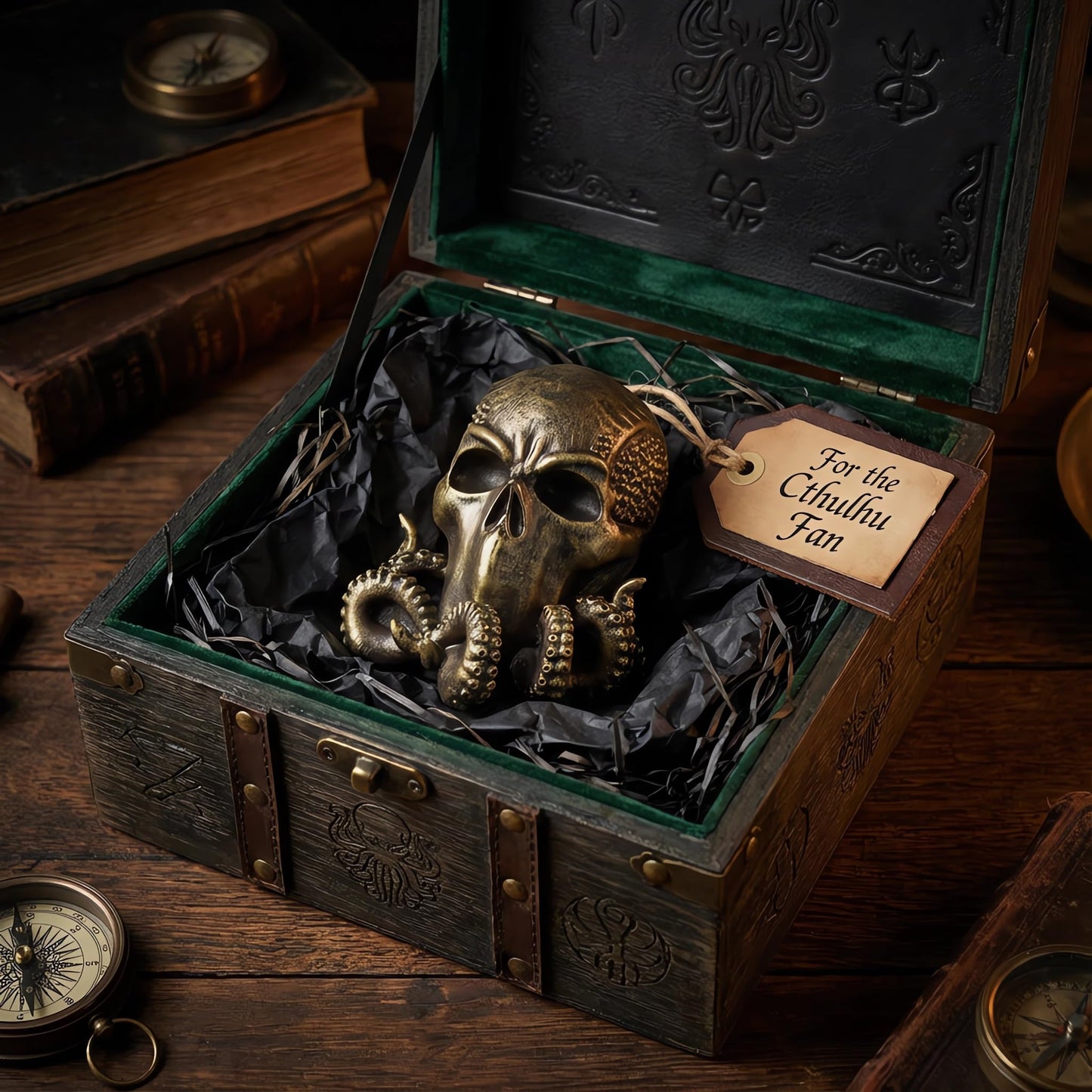 Wizerlis Cthulhu Statue, Cthulu Skull Head Octopus Figurine,Kraken Decor Octopus Statue,6" H Skull Creature Fantasy,Desktop Decoration Halloween Ornaments,Steampunk Decor Diablo Decoration.