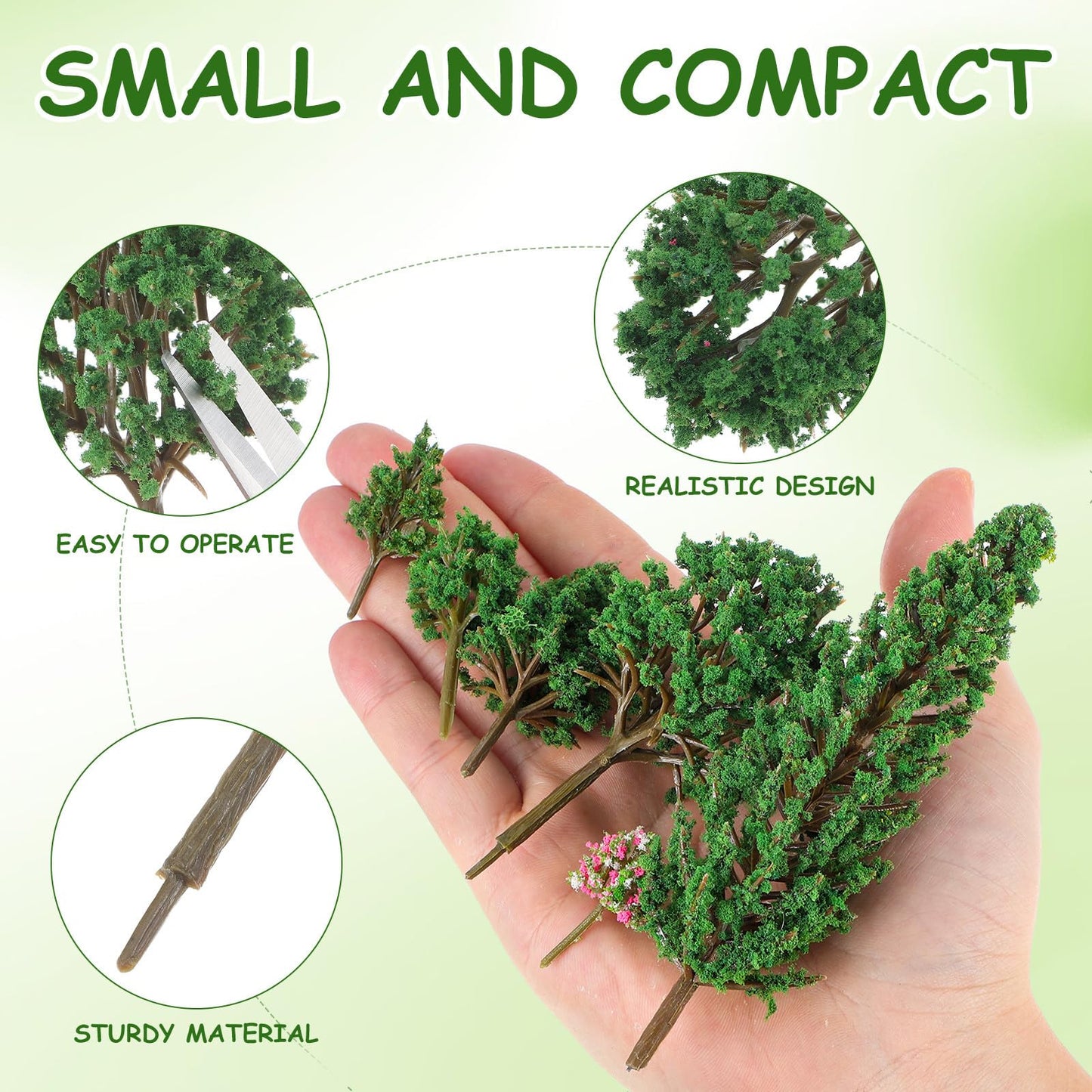 NUOBESTY Plastic Mini Model Trees Railway Pine Tree Model for Diorama Sand Table Landscape Decor Miniature Forest for Railroad Craft Building Cake Topper 38pcs