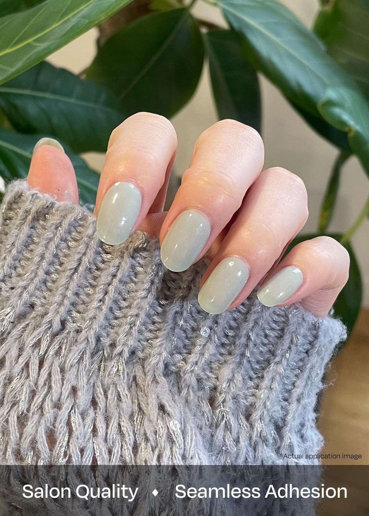 ohora Semi Cured Gel Nail Strips (N Dewy Mint) - Green, Solid, Works with Any UV/LED Lamps, Salon-Quality, Long Lasting, Easy to Apply & Remove - Includes 2 Prep Pads, Nail File & Wooden Stick