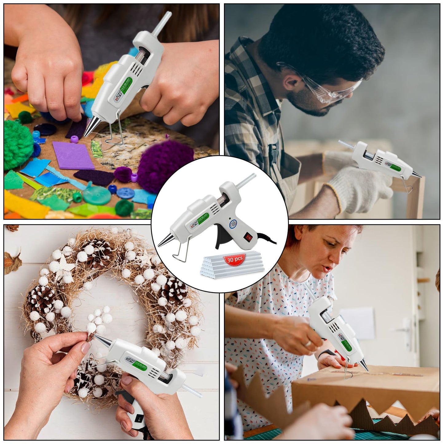 Krightlink Hot Glue Gun Kit with 120 Glue Sticks, Fast Preheating Hot Melt, High Temp for School Crafts DIY Arts and Quick Home Repairs (20w)