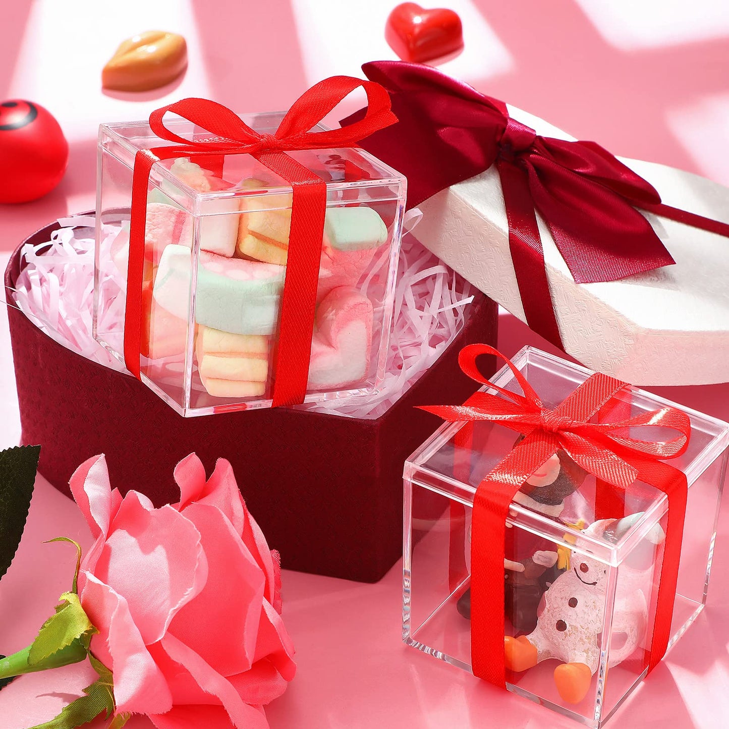 CHENGU 18 Pack Acrylic Boxes Clear Cube Small Square Storage Box with Lid Acrylic Display Small Container Clear Candy Cubes for Candy Jewelry Display(2.6 x 2.6 x 2.6 Inch)