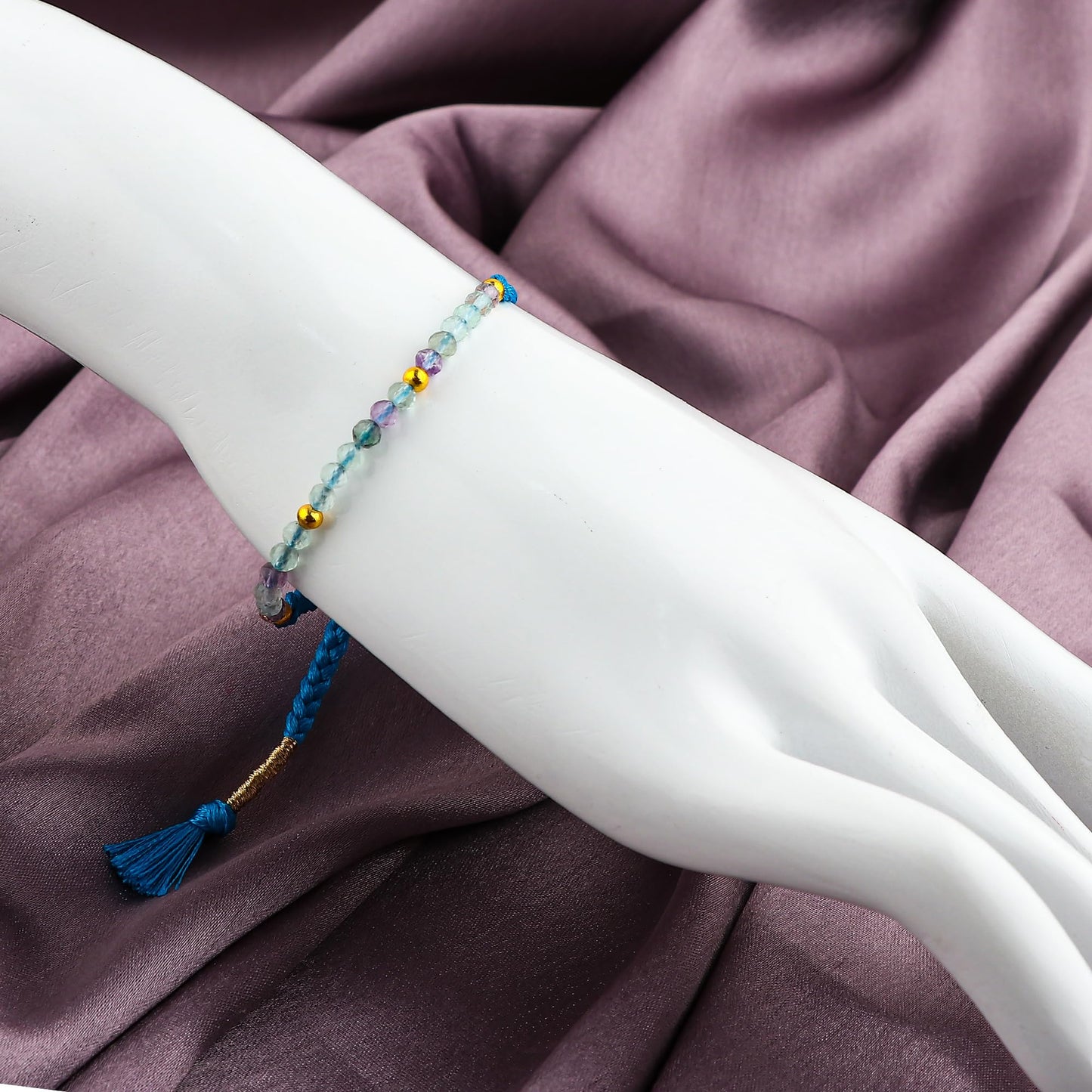 GEMSYMPHONY Multi Fluorite Gemstone Beads Braided Bracelet – 3.5mm Natural Stone Beads, Handmade Adjustable Braided Rope Bracelet, Healing Crystal Jewelry for Men & Women, Unisex Boho Gift