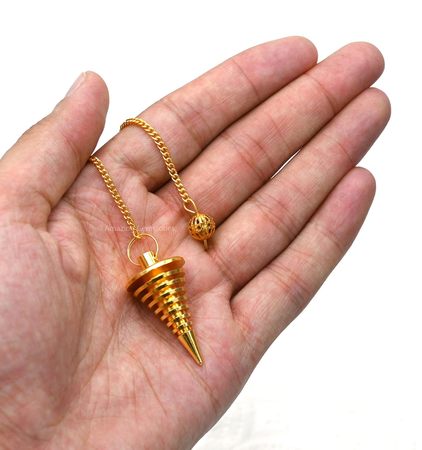 Amazing Gemstone Healing Metal Pendulums for Divination, Gold Vertical Hard Coil Steel Copper Pendulum High Energy Pendulo de Bronce Pendulos de Mesa MP40