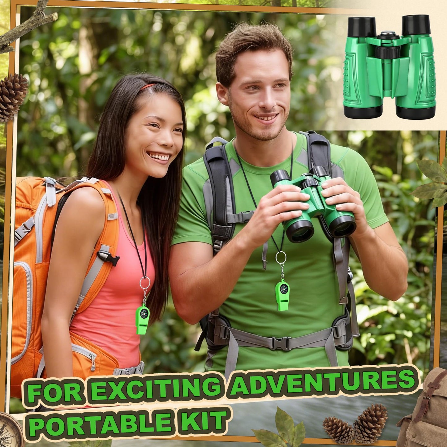 Sabary 12 Set 72 Pcs Explorer Kit Bug Catching Kit for Outdoor with Binoculars, Butterfly Net, Magnifying Glass, Compass Whistle, Tweezers and Observation Box for Outdoor Hiking Wilderness Adventure