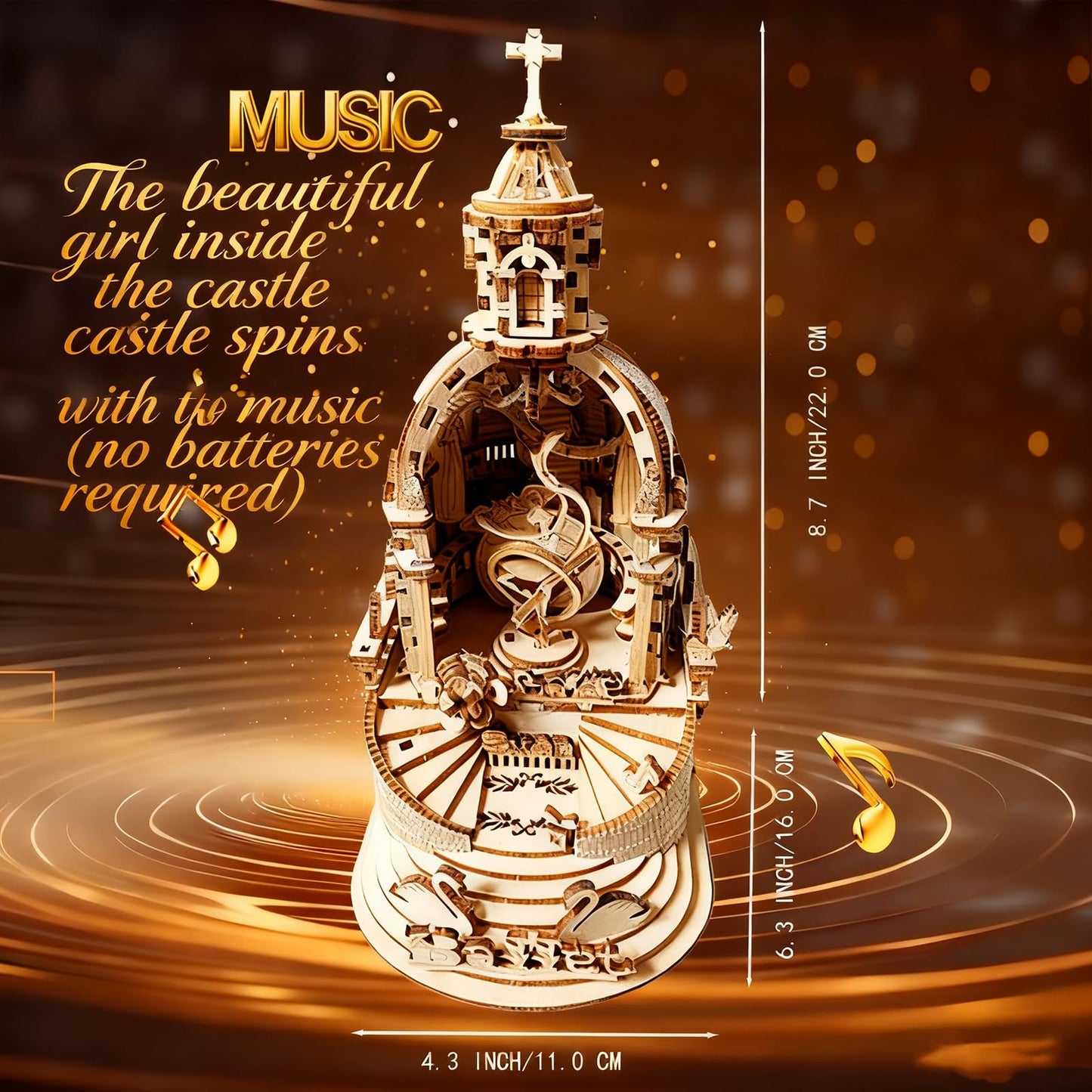 3D Puzzle for Adults Teens Wooden Music Box Mechanical Model Kits Wood DIY Crafts Kit to Build Gift for Men Women Age 14+ Years Old