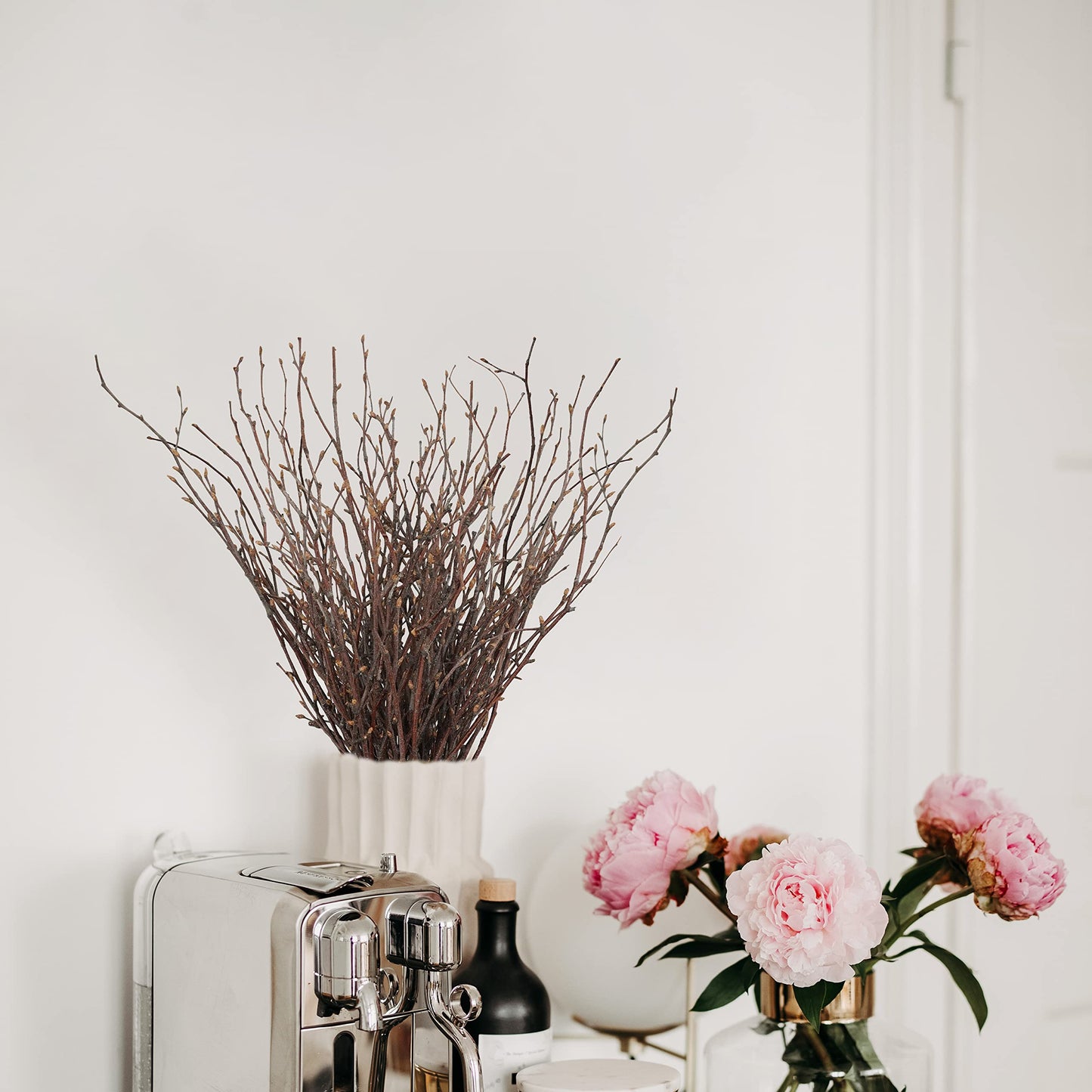 Uieke 100PCS Natural Dried Birch Twigs - 17 Inch Dried Plants Decorative Branches for DIY Crafts, Sticks for Vases Wedding Arrangements Home Wreath Decor