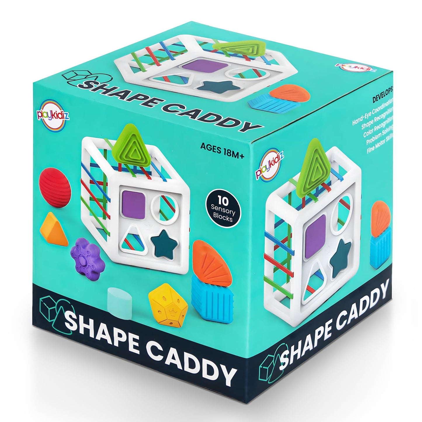 Playkidiz Shape Sorter Baby Toys, Sorting & Stacking Blocks Toy for Toddlers, Sensory Shapes, Early Learning Development Activity Cube for Boys & Girls, 18+ Months