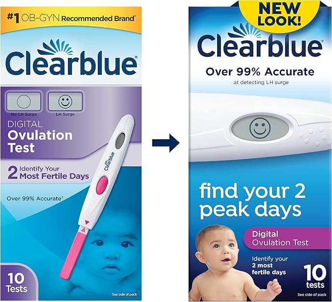 Clearblue Digital Ovulation Predictor Kit, Featuring with Digital Results, 10 Digital Ovulation Tests. (Pack of 2)