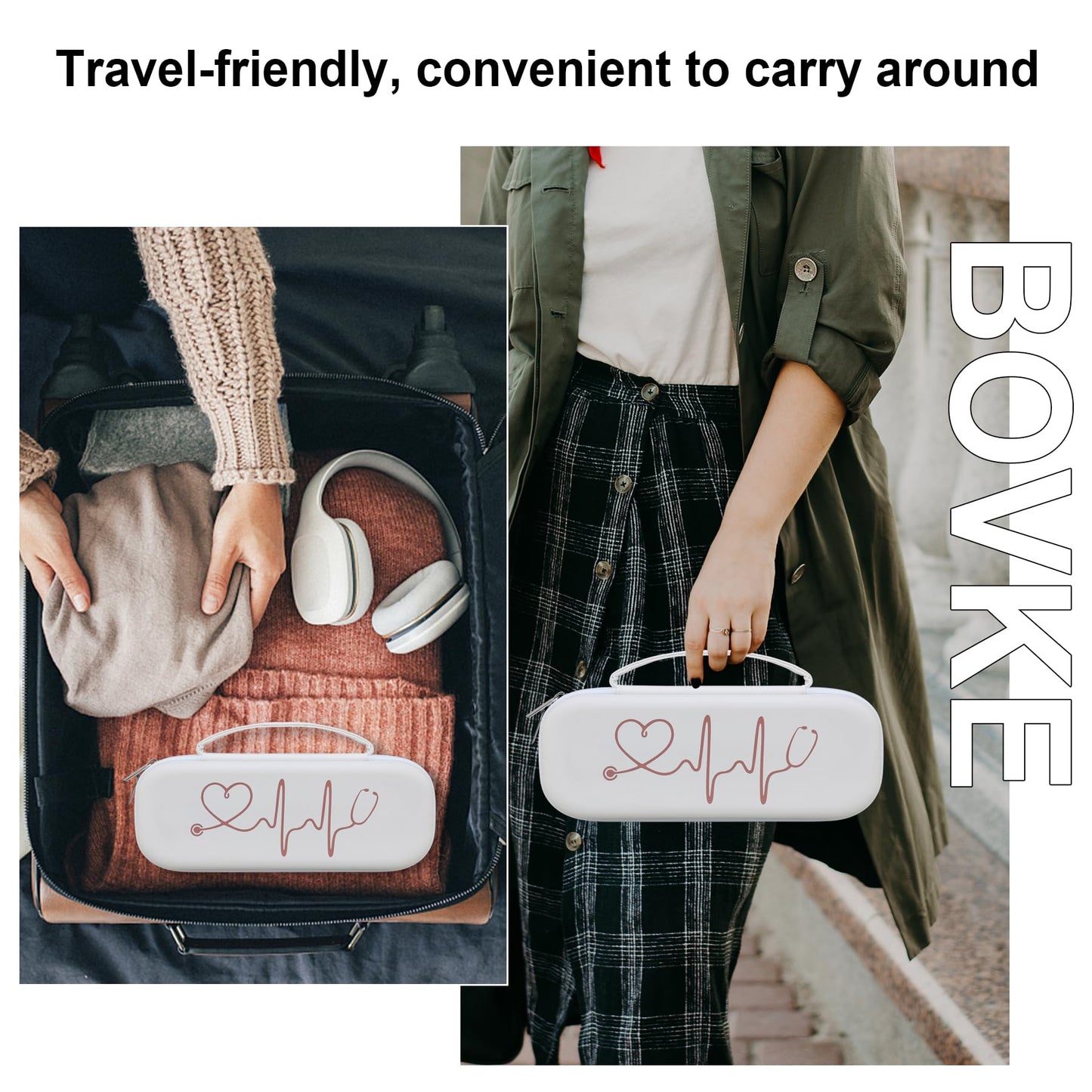 BOVKE Stethoscope Case for 3M Littmann Classic III Monitoring, Lightweight II S.E, MDF Acoustica Stethoscopes, Extra Room fits Nurse Accessories Medical Equipment and Nursing School Essentials, White