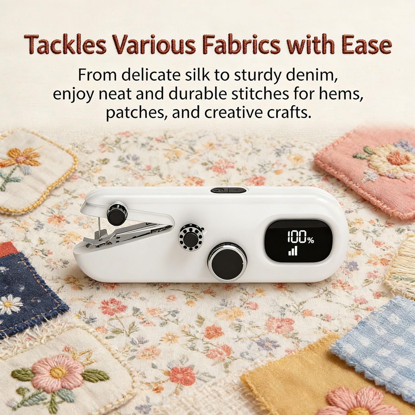 Handheld Sewing Machine, Portable Mini Sewing Machine for Beginners & Adults - Smart LCD Screen, USB-C Fast Charge, 3-Speed Control & Complete Sewing Kit for Home DIY, Fabric Repair and Crafts