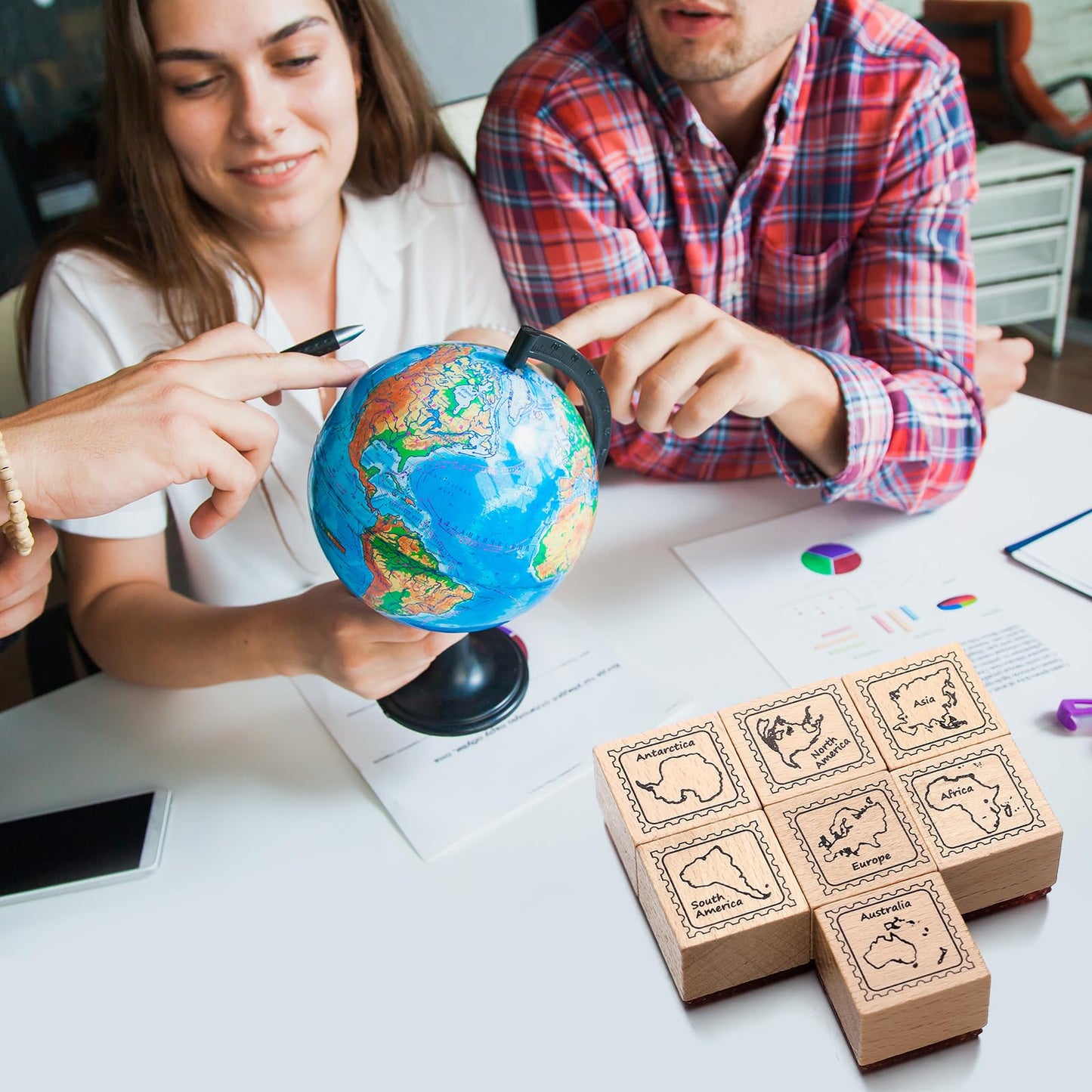 Tosstuki 7 Pcs Continent Rubber Stamp Frames Passport Stamps Continents Rubber Stamp Set for Card Making Decoration and Scrapbooking Supplies DIY Tools Gifts