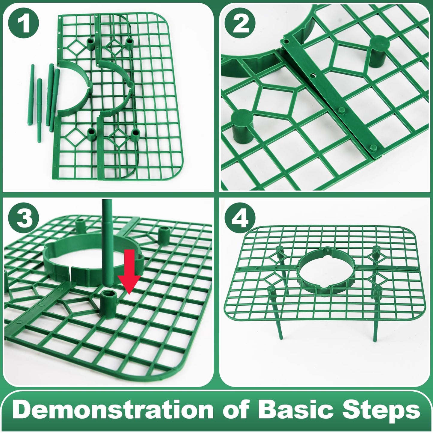 Qumenan 5 Pack Strawberry Plant Support Square Strawberry Supports for Garden Green Holder Plastic Stand with 4 Sturdy Legs Risers Growing Racks Frame