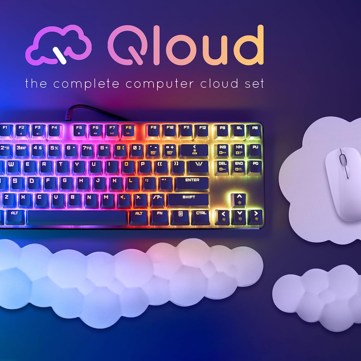 Create-ables Qloud Cloud Wrist Rest Keyboard Wrist Rest for Computer Keyboard Pad, Cloud Keyboard Wrist Rest, Wrist Pad for Keyboard, Memory Foam, Non Slip Base, Comes with Mouse Pad - Yellow