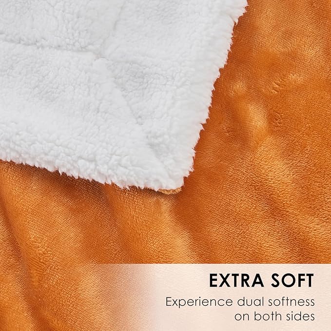 SOCHOW Sherpa Fleece Throw Blanket, Double-Sided Super Soft Luxurious Plush Blanket Throw Size, Burnt Orange, 50x60 inches