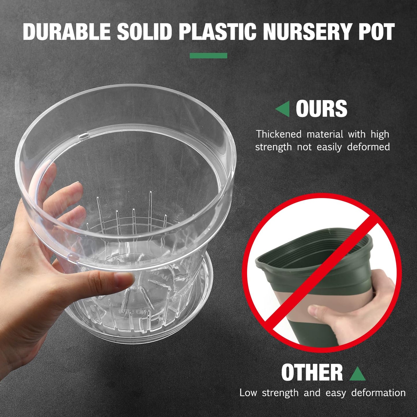 SUADEN 7.1 Inch Clear Acrylic Planter Pot with Tray,Orchid Pot with Drainage Holes,Side Holes for Hanging,Twist-Lock Saucer for Easy Moving, Transparent Containers for Indoor Plants Herbs