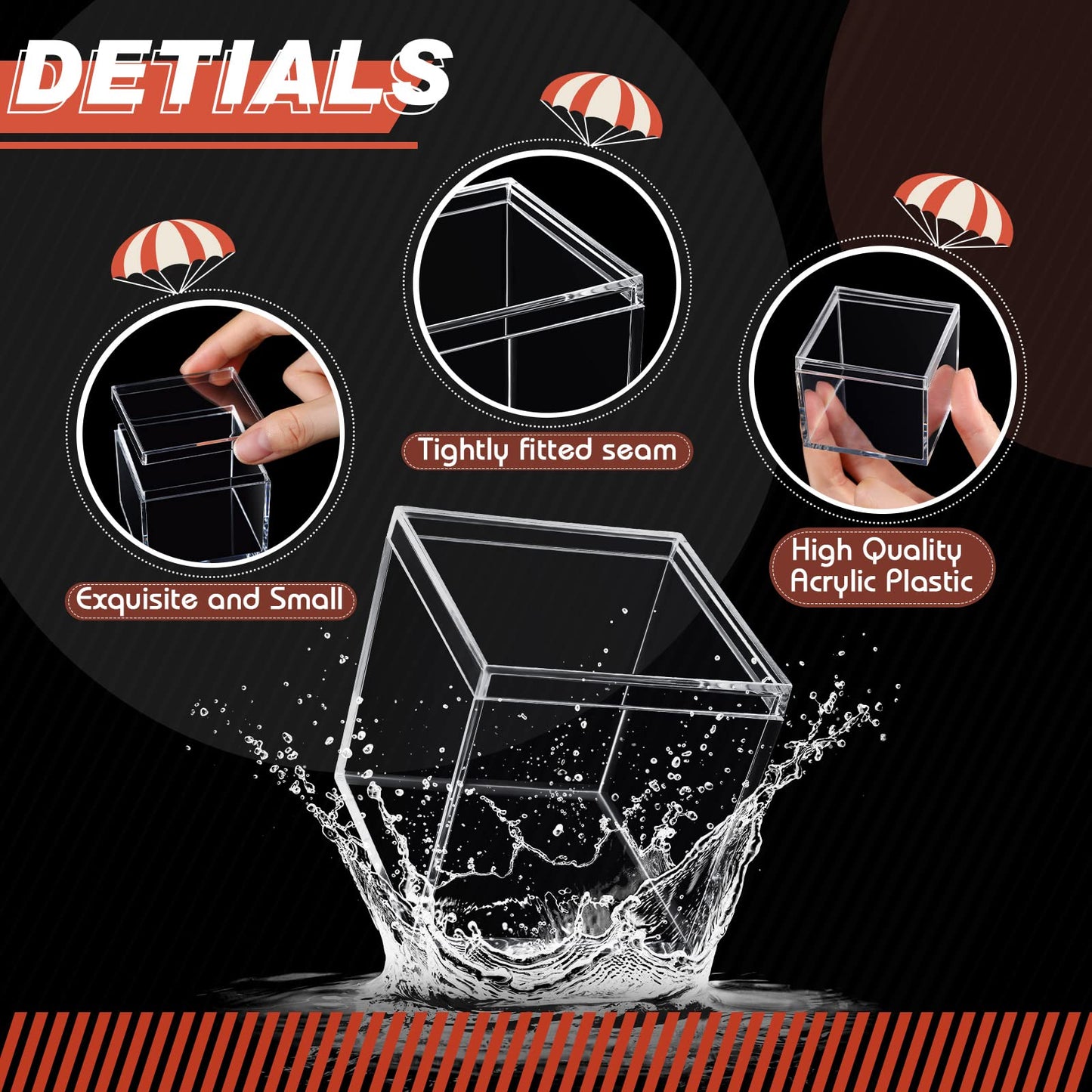 CHENGU 18 Pack Acrylic Boxes Clear Cube Small Square Storage Box with Lid Acrylic Display Small Container Clear Candy Cubes for Candy Jewelry Display(2.6 x 2.6 x 2.6 Inch)