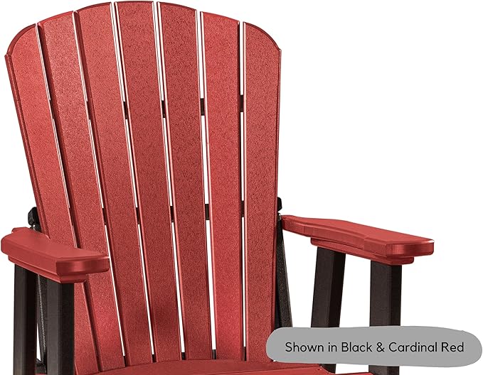 DutchCrafters Slat Fan Back Poly Adirondack Swivel Glider Outdoor Patio Chair (White & Blue)