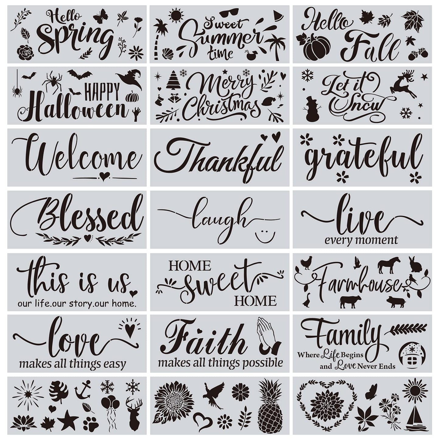 CZONG 21 Pieces Letter Stencils for Painting on Wood Canvas Laser Cut Painting Stencil - Large Alphabet Welcome Calligraphy Font Suitable for Home Decor & DIY Craft Projects