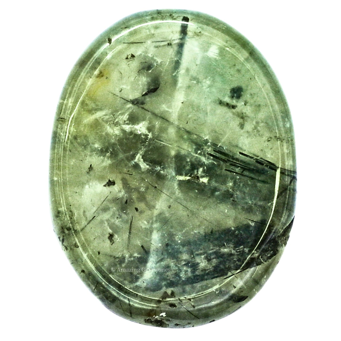 Amazing Gemstone Prehnite Worry Stone, Healing Crystals - Piedra Crystal Fidget for Gift, Meditation, Calming, Relaxation, Stress Relief