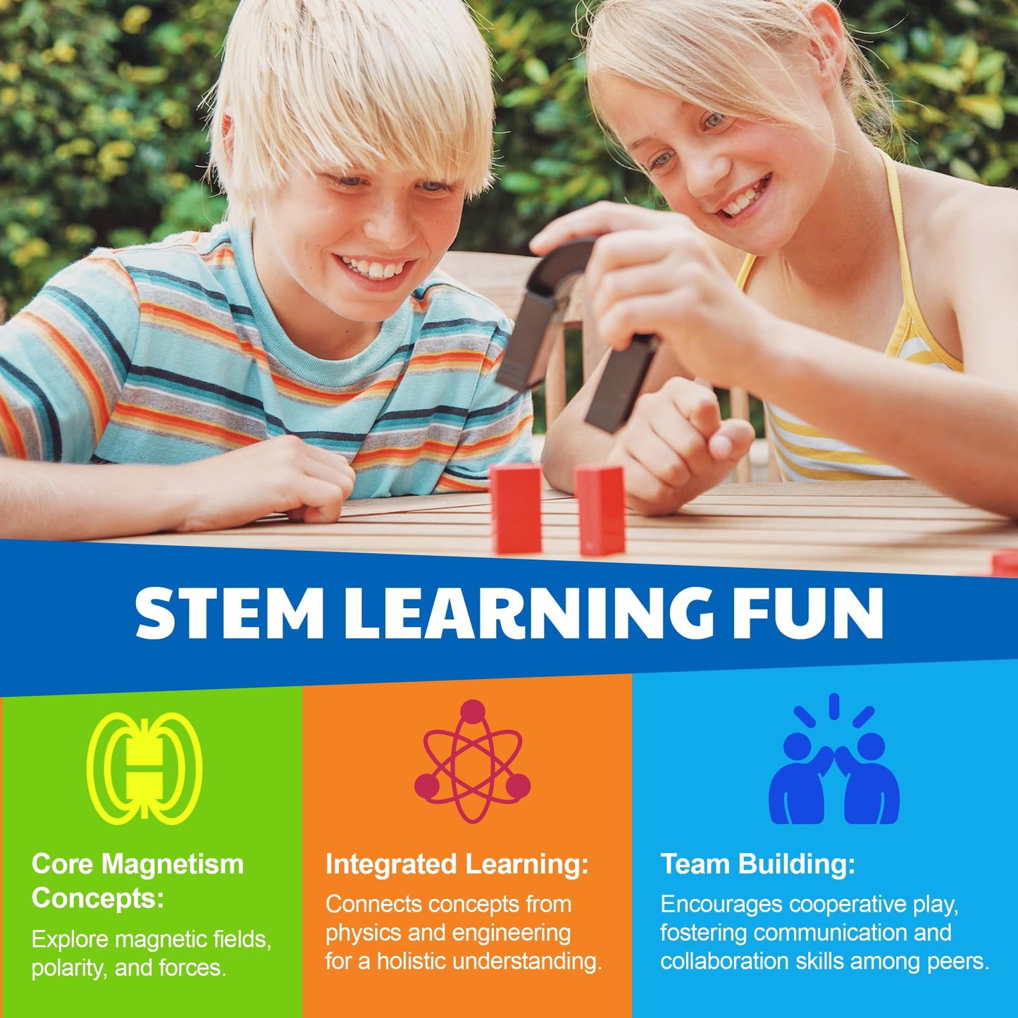 4M - STEAM Magnet Exploration - Hands-On Science Kit with Magnetic Toys Experiments for Kids Ages 5+ - Includes Magnet Toys Wand, U-Shaped Magnet, More - Educational STEM Toy GIF, Magnet Science Kit