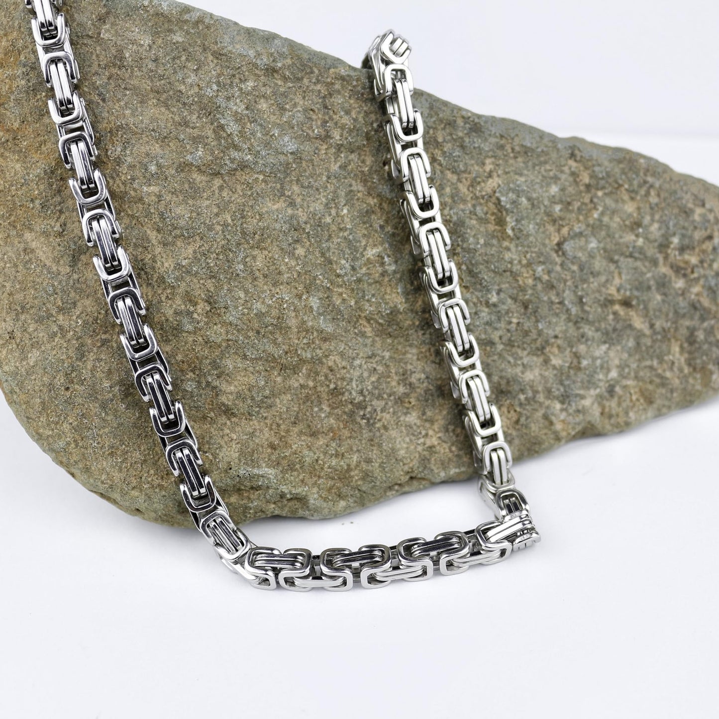 Joddfly Stainless Steel Byzantine Chain Necklace for Men, 20 inches
