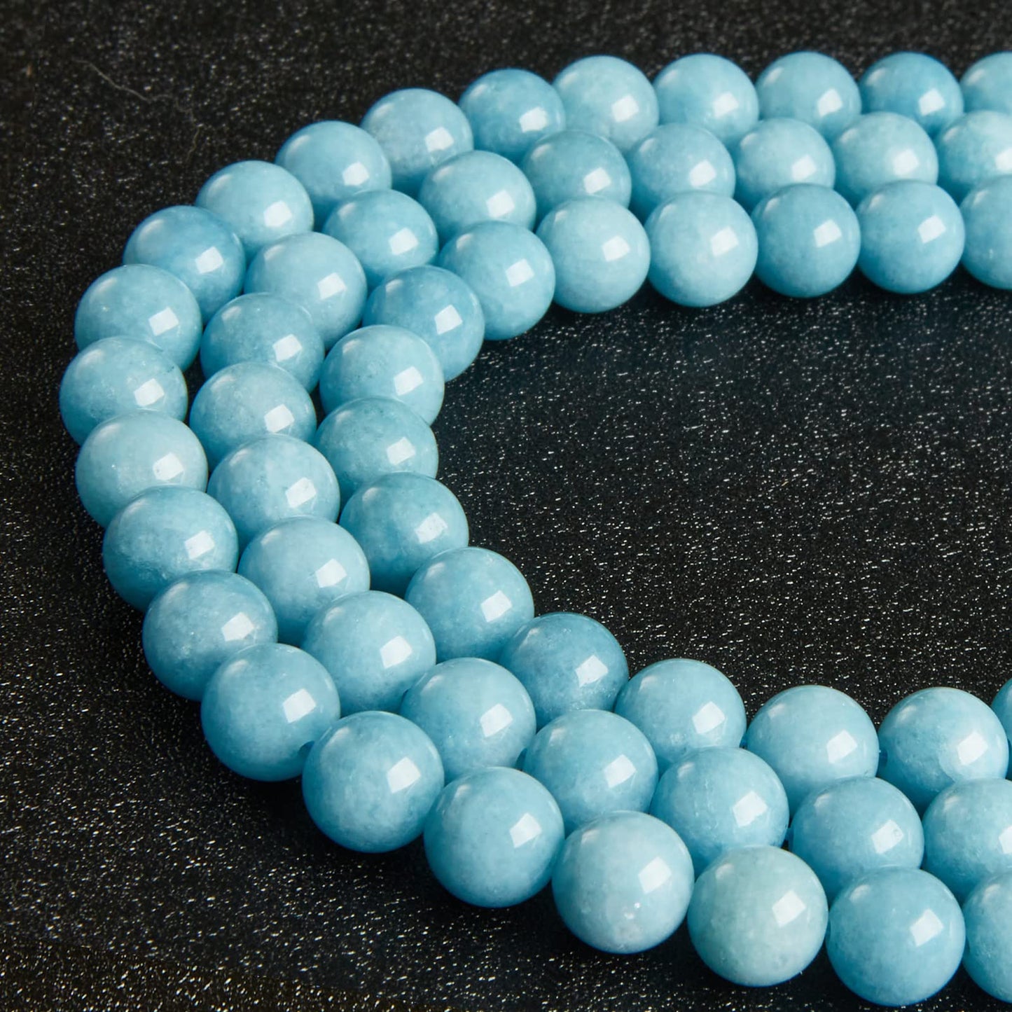 35pcs 10mm Natural Blue Chalcedony Beads Gemstone Beads Round Loose Beads for Jewelry Making
