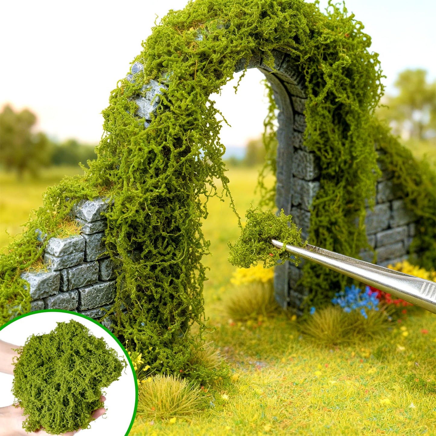 Warmtree Realistic Miniature Vines Simulation Vine Miniature Plants for DIY Mini Model Railway Fairy Garden Architecture Diorama Supplies Scenery Landscape Layout (Light Green)