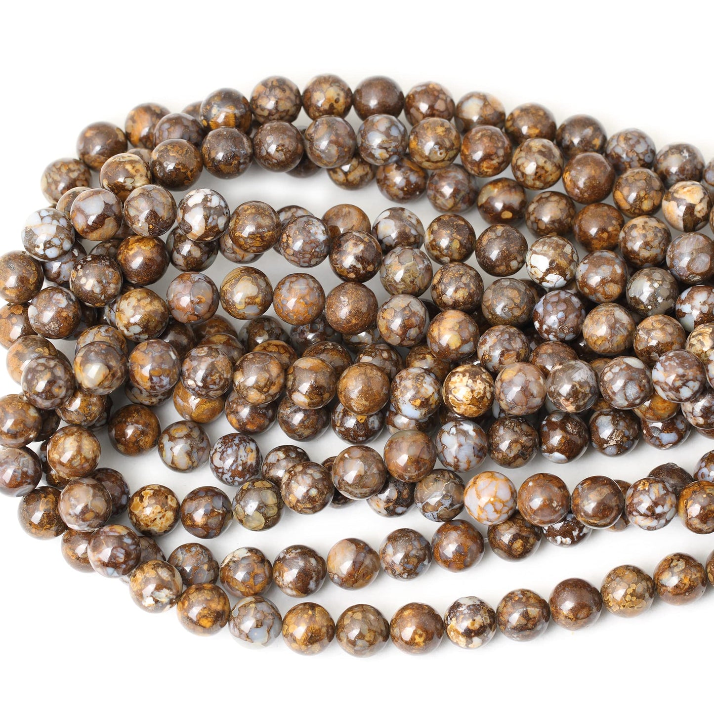 CHEAVIAN 35PCS 10mm Natural Fire Lace Opal Round Loose Beads for Jewelry Making DIY Bracelet Necklace Materials 1 Strand 15"
