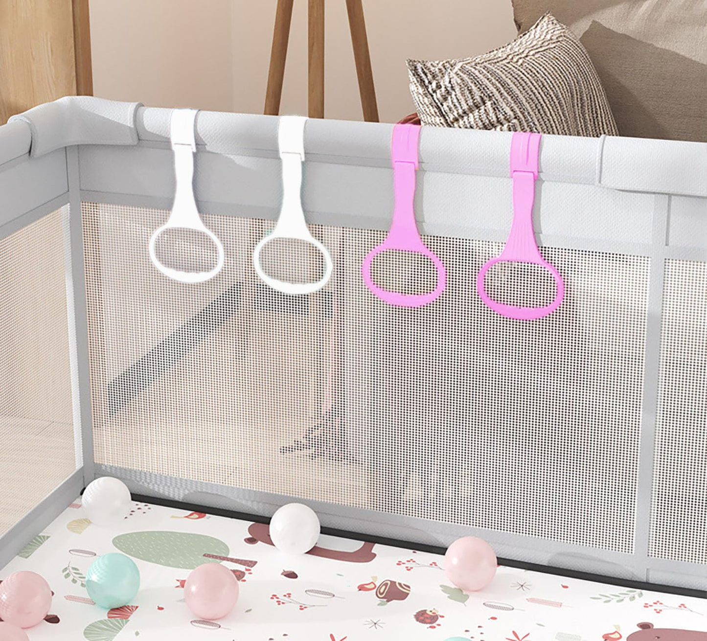 YYaaloa 10pcs White Baby Pull-Up Rings for Toddlers (3.5x7.5inch)