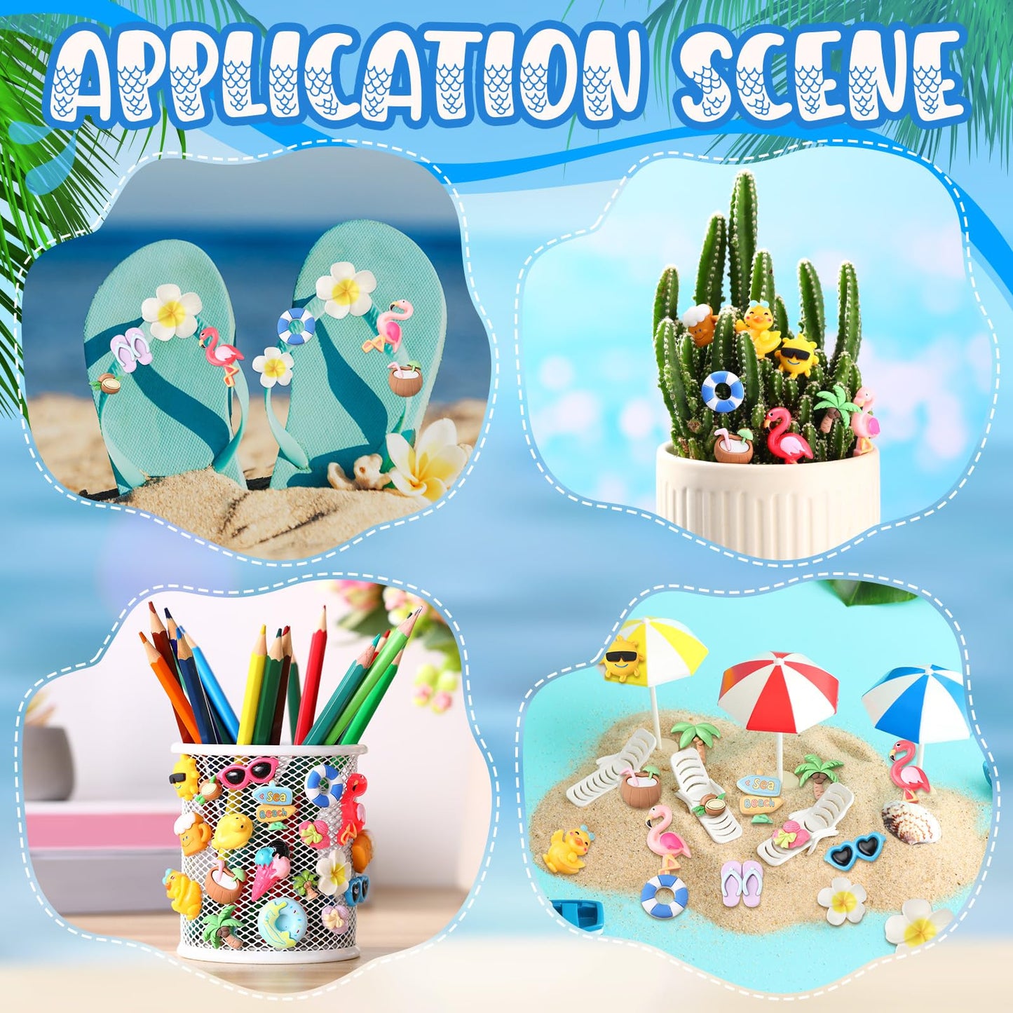 Giegxin 40 Pcs Summer Resin Charm Hawaii Beach Coconut Flamingo Plumeria Flower Flatback Cabochon Accessories Cute Embellishments Bulk for Jewelry Cellphone Case Scrapbooking Headband DIY Craft Making